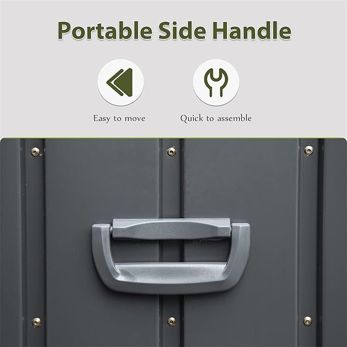 Heavy-Duty Outdoor Metal Storage Box Dark Gray Lockable Water-Resistant Deck Box for Patio Garden Tools Organization Rust-Resistant Outside Storage Box (150 Gallon)