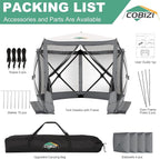 COBIZI 10x10ft Pop up Gazebo Screen House Tent for Camping, Pop-up Camping Canopy with Sidewalls,Portable Outdoor Quick-Set Hub Tent with Carrying Bag&Ground Stakes,Gray(Upgraded 2.0)