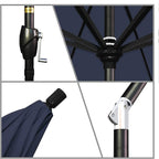 California Umbrella GSPT908302-5439 9' Round Aluminum Market, Crank Lift, Push Button Tilt, Black Pole, Sunbrella Navy Patio Umbrella, 9-Feet