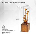 XBrand Metal Sculptural Multi-Tiered Flower Water Fountain, Bronze, 46" Tall
