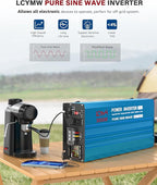3000 Watt Inverter Pure Sine Wave DC 24V to 110V/120V AC Power Inverters with 2 AC Charger Outlets 6000W Peak Car Solar Converter for Vehicles Home with LCD Display and 2.4A USB Charging Port