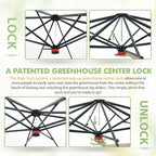 EAGLE PEAK 8x8 Portable Pop Up Greenhouse, Patented Center Lock Easy One Person Setup, Walk-in Outdoor Greenhouse with Gable Roof, Weight Bags, Zippered Doors & Windows, Green