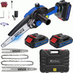 Mini Chainsaw Cordless, 8 inch & 6 inch Electric Chain Saw with 2 Pack Rechargeable Batteries, Battery Powered Handheld Saw Gardening Tools for Trees Branches Trimming Wood Cutting