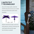 PatioKingdom Auto-Tilt 9FT Patio Umbrella Outdoor with 8 Sturdy Fiberglass Ribs,Market Table Umbrella for Pool,Backyard,Deck and Garden