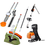 52cc 2-Cycle Backpack Gas Multi-Trimmer | 4-in-1 String Trimmer w/Rotatable Pole Saw, Weed Eater Weed Wacker, Brush Cutter & Hedge Trimmer Gas for Lawn, Yard, Garden Care, All-in-one Garden Tool