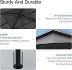 Heavy Duty Gazebo, 11 x 13 Ft Outdoor Patio Pavilion with Galvanized Steel Metal Frame and Double Roof, Curtain and Netting Included, for Outside, Garden, Yard & Lawn