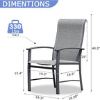 Outdoor Dining Chairs Set of 4, Stackable Patio Chairs with Metal Frame & Textilene Fabric, Perfect for Patio Garden Deck, Grey