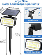 Fabrito Solar Spot Lights Outdoor 136 LEDs, Big Brighter Lighting Solar Lights Outdoor, 4 Pack IP65 Waterproof Landscape Spotlights Auto On/Off for Yard, Garden, Pathway, Plants,Tree (Cool White)