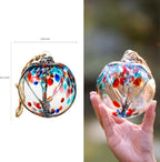 4” Tree of Life Witch Balls, Gazing Balls Hanging Friendship Balls, Hand-Blown Glass Christmas Ornament for Window Outdoor Home Decor, Garden Decoration, Gifts for Women (Teal Blue)