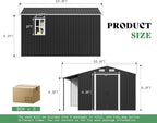 Jocisland Outdoor Storage Shed 10.6x10.3x6.3 FT, Rolling Door Shed with Dual 4-Pane Windows for Wood Storage, Dark Grey/White