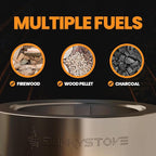 Slinky Stove Smokeless Fire Pit for Outdoor Wood-Burning - 23-Inch Patented Collapsible Firepit with Cooking Grill - Portable Stainless Steel Solo Pit for Camping, Backyard, Patio Bonfires