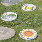 Sunflower Stepping Stones Outdoor Garden - Pavers for Outside Walkway Garden Stones Garden Stepping Stones Outdoor Decorative Stone for Garden 9.5 * 9.5 * 0.7 Inch LC Lcdecohome