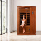 DYNAMIC SAUNAS Venice Elite 2-Person Ultra Low EMF FAR Infrared Sauna with Red Light Therapy & Bluetooth Speakers | Personal Indoor Dry Heat Sauna for Home & Gym – Made from Canadian Hemlock
