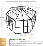 AMERLIFE 12×10×8 ft Hexagonal Outdoor Greenhouse, Aluminum Frame with Quick‑Connectors, 2 Swing Doors, 2 Vents – Walk‑in Garden Structure