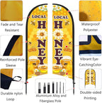 Honey for Sale Sign Feather Flag, 9.18FT Double-Sided Outdoor Advertising Swooper Banner with Pole Kit & Ground Stake – Tear-Resistant Polyester Feather Flag for Shops, Events & Promotions