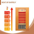 springspa Far Infrared Sauna for Home, Home Infrared Saunas up to 2 Person, Indoor Canadian Hemlock Wood Sauna Room with Near Zero Emf, 9 Chromo Therapy Lights, Bluetooth Speakers for Personal Spa