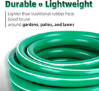 Worth Long Lead-in Green Garden Hose 5/8 in. x 50 ft. -Kink Free, No Leaking, Male/Female Fittings -Heavy Duty Durable Flexible Lightweight Water Pipe -Brass Aluminum Ends for Household & Yard Use