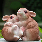 Garden Statues Bunny Decor Resin Hug Rabbit Figurine Cute Fairy Garden Decor Outdoor Statues for Patio Yard Porch Balcony Gifts for Women Mom Grandma Brown