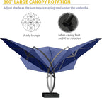 Kingdura 11ft Offset Cantilever Patio Umbrella with Base Included, Large Round Aluminum Outdoor Umbrella, 360° Rotation & Infinite Tilt, Heavy Duty Frame for Deck Pool Backyard, Navy blue