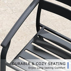 Patio Dining Chairs Set of 6, Black Stackable Outdoor Dining Chairs with Armrest and Wide Back, Wrought Iron Patio Furniture Chairs for Lawn, Backyard, Garden & Deck, Supports 300 LBS