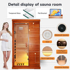 One Person Sauna Far Infrared Finland Spruce Wood Saunas Room Home Wood Spa Dry Saunas Single Person Spa Beauty of Natural Wood 67.3x37.4x29.5inch