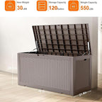 Vixzen 120 Gallon Waterproof Deck Box – Outdoor Storage Organizer for Patio & Garden,Grey