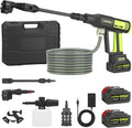 Upgraded LCD Display Portable Cordless Pressure Washer with Brushless Motor, 725 PSI 21V 2x3.0Ah Rechargeable Batteries Powered Pressure Washer, 6-in-1 Nozzle for Car Floor Wall Fence Cleaning