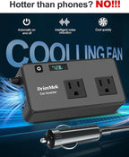 200W Car Power Inverter, Car Plug Adapter Outlet DC Inverter 12V to 110V AC Cigarette Lighter with 24W USB-C & USB-A Dual Outlets Fast Car Charger for Laptop Vehicles, Road Trip, Camping
