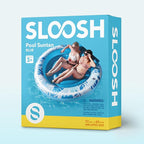 SLOOSH Inflatable Tanning Pool Lounger Float,72" x 65" Pool Floats Adult with Pillow,Luxury Fabric Large Suntan Tub Raft Floatie,Sunbathing Bed Lounge for Water Blow Up Kids Ball Pit Party Gifts,Blue