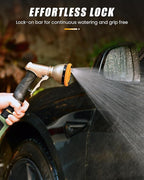 RAINPOINT Garden Hose Nozzle, Heavy Duty Metal Water Hose Sprayer Nozzle with 9 Adjustable Spray Patterns, High Pressure Hand Sprayer for Watering Plants, Lawns, Car and Pet Washing (2, Orange)