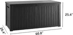180 Gallon Waterproof Large Resin Deck Box Indoor/Outdoor Lockable Storage Container and Seating for Garden, Pool, and Patio (180 Gallon, Black)