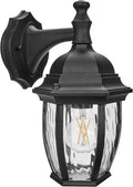 Maxxima Outdoor Wall Light with Clear Water Glass, Patio or Porch Sconce Fixture, Ideal for Exterior Decor Lighting, Black, E26 Socket, Bulb Not Included