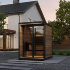 GL4 Outdoor Sauna Kit, Garden Luxury-Series Outdoor DIY Sauna Kit, Thermo-Spruce, up to 4 Persons Bundles (Sauna Heater and Sauna Stones Included) (HIVE MINI 6 WiFi - Mirror)