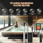1500W Titanium Fully Submersible Portable Electric Immersion Large Pool & Hot Tub Water Heater with LCD Thermostat & GFCI Leakage Protection, Ideal for Baptistry, Bathtub, Bucket, Swimming Pool (GO)