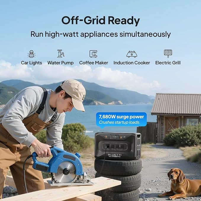 BLUETTI Apex 300 Solar Generator (2025 New) with 2 200W Solar Panels, 2764.8Wh LFP Battery Backup with 6 3840W AC Outlets (7680W Surge), 120V/240V Dual Voltage, Ideal for Camping and Off-Grid Living