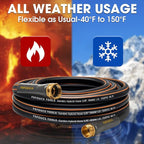 Heavy Duty Garden Hose – 5/8 Inch Flexible, Lightweight Hybrid Hose with 600 PSI Burst Pressure, Swivel Handle, and Durable Copper Male/Female Fittings (Black, 25FT)