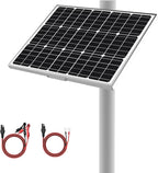 12V Waterproof Solar Battery Trickle Charger & Maintainer - 50 Watts Mono Solar Panel Built-in UltraSmart MPPT Charge Controller + Adjustable Mount Brackets for Pole Dia 2.35-4.0inch/60-100mm