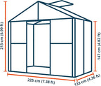 Greenhouse Topas 2 Aluminum Frame 7.4 x 4.4 ft with Approx. 8 mm Polycarbonate Panels