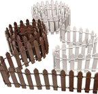 Miniature Fairy Garden Fence,2 Pcs DIY Brown and White Fence with Gate,Fairy Garden Accessories Miniature Ornaments for Dollhouse Home Plant Pot