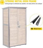 Aivituvin Outdoor Storage Shed with Adjustable Shelves and Floor, Garden Sheds with Iron Frame and Wooden Frame, Outdoor Tool Cabinets with Inclined Weatherproof Roof