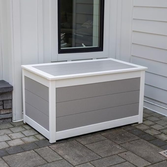 DutchCrafters Poly Waterproof Outdoor Deck Box 200-Gallon Large Deck Box Weatherproof Storage for Pool Decor, Porch Packages, Pool Towel Holder, Holds Up To 10 Cushions - Amish Made in USA (Black)