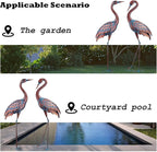 Kircust Garden Crane Statues Patina Heron Decoy, Standing Metal Crane Sculptures Bird Yard Art for Outdoor Decor, 47-48 Inch, Set of 2
