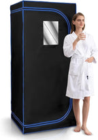 1 Person Portable Full Spectrum Infrared Sauna, Full Size Tent with Remote Control,1300W Fast Heating, Foldable Chair & LED Therapy Light, Home Spa for Relaxation ( L 31.5” x W 31.5” x H 70.9”)