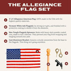 Allegiance Flag Supply Pre-Assembled American Flag Set | American-Sourced Nylon Fabric, Embroidered Stars, Hand-Stitched | Proudly Made in USA (3' x 5')