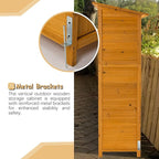Outdoor Storage Cabinet, Double Lockable Wooden Garden Shed, Outside Vertical Wood Tall Tool Shed for Yard Patio Lawn (Natural)