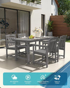 Ciokea HDPE Outdoor Dining Set 5-Piece Patio Table and Chairs with Umbrella Hole, All-Weather Patio Dining Set for 4, Durable Patio Furniture Set for Backyard, Garden, Lawn & Poolside, Grey