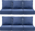 Luxury 22x24/22x25 6-Inch Outdoor Deep Seat Cushions Set of 6 - Comfortable Patio Zipper Chair Cushion for Wicker Dining Rocking Swivel Chairs Loveseat Couch Sectional Sofa - Navy Blue