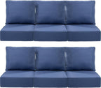 Luxury 22x24/22x25 6-Inch Outdoor Deep Seat Cushions Set of 6 - Comfortable Patio Zipper Chair Cushion for Wicker Dining Rocking Swivel Chairs Loveseat Couch Sectional Sofa - Navy Blue