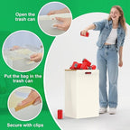 13 Gallon Disposable Trash Cans with Built-in Handles, 4 Pack Extra Large Portable Trash Can, Waterproof Layer Reusable Garbage Cans, Extra-Thick Cardboard Recycling Bins, Perfect for Parties, White