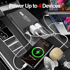 PiSFAU 1000w Inverter 12V to 110V, Power Inverter for Vehicles 1000 watts, Dc to AC Converter with 65W USB-C Inverter Charger for Road Strip, Camping, Emergency